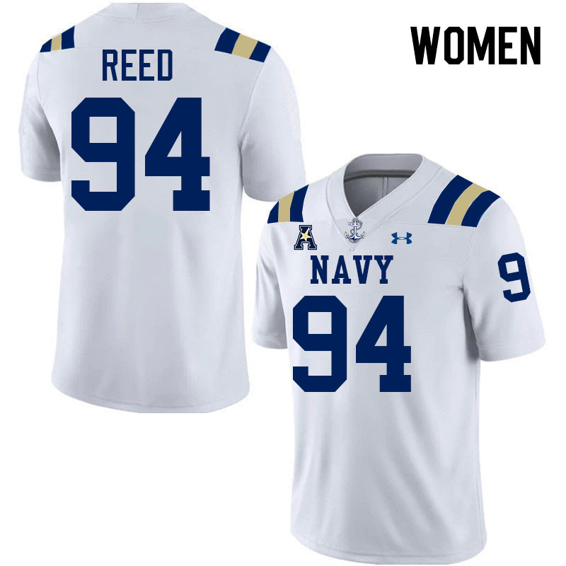 Women Navy Midshipmen #94 Justin Reed College Football Jerseys Stitched-White